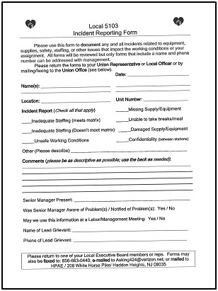 Incident report form wa